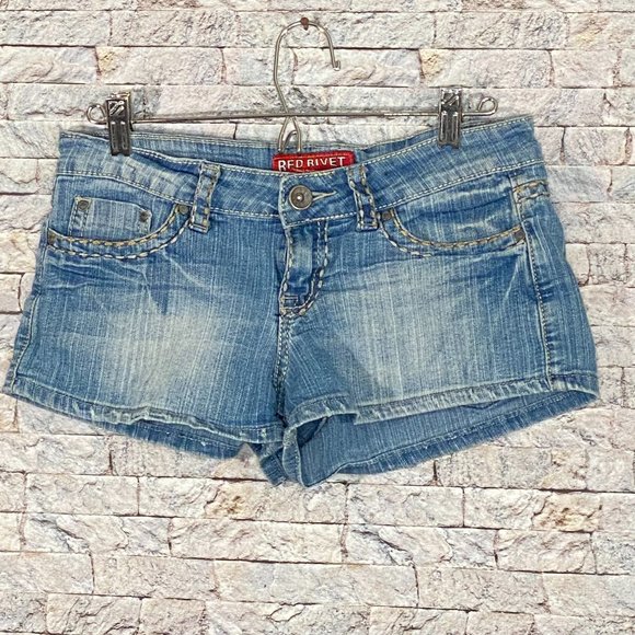 Red Rivet Pants - Red Rivet Jean Shorts